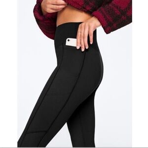 Pink Black Cozy Side Pockets Leggings XS NEW